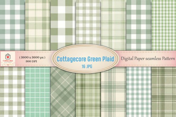Download Cottagecore Green Plaid Digital Paper Bu - Premium Resources
