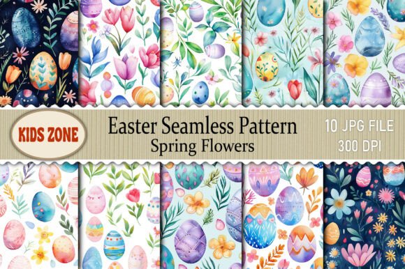 Download Easter Seamless Pattern Spring Flowers 2 - Premium Bundle