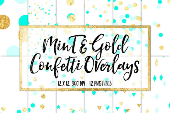 Download Mint &amp; Gold Foil Confetti Overlays - Overlay Collection